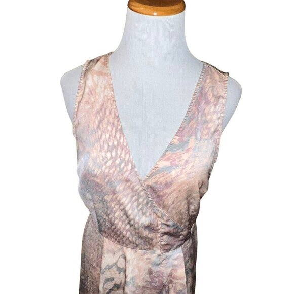 Forever‎ 21 Wrap Dress Pink Gray Reptile Print V Neck Sleeveless Assymetrical Sm - Picture 2 of 8